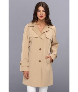 Calvin Klein Single Breasted Trench Coat w/ Removable Hood Womens Coat (Khaki)