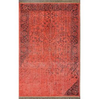 Nuloom Hand knotted Vintage Inspired Overdyed Red Rug (76 X 96)