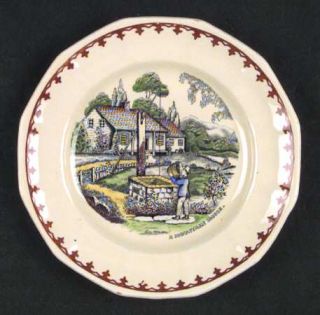 Adams China American Ways & Days (Brown Fleur Ring) Bread & Butter Plate, Fine C