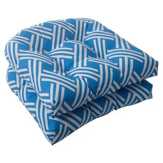 Pillow Perfect Carib Polyester Blue Wicker Outdoor Seat Cushions (set Of 2) (Blue/whiteMaterials 100 percent spun polyesterFill 100 percent polyester fiberClosure Sewn seamWeather resistant YesUV protection Care instructions Spot clean/hand wash with