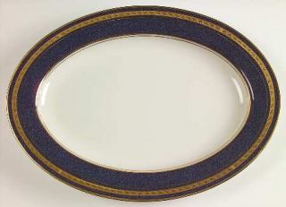 Mikasa Imperial Lapis 14 Oval Serving Platter, Fine China Dinnerware   Gold Enc