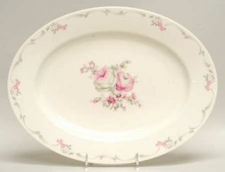 Castleton (USA) Belrose 15 Oval Serving Platter, Fine China Dinnerware   Pink/G