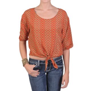 T By Hailey Jeans Co. Womens Scoop Neck Tie Front Aztec Print Top