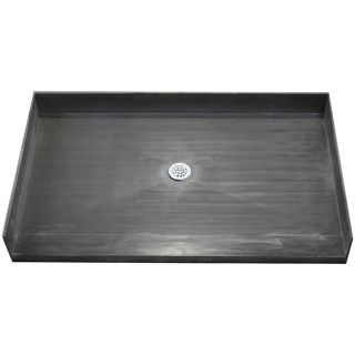Tile Ready Shower Pan 33 X 60 Center Barrier Free Pvc Drain (BlackMaterials Molded Polyurethane with ribs underneath for extra strengthNumber of pieces One (1)Dimensions 33 inches long x 60 inches wide x 7 inches deep No assembly required )