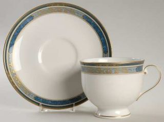 Mikasa Imperial Manor Footed Cup & Saucer Set, Fine China Dinnerware   Bone,Gold