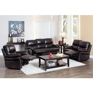 Furniture Of America Jenington Traditional 3 piece Bonded Leather Recliner Sofa love chair Set (Bonded Leather, Metal, HardwoodUpholstery color Rustic brownAll dimensions are approximateDescription is solely based when facing the item3 Seater Sofa Dimens