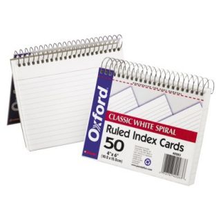 Oxford 50 Count Spiral Bound Ruled Index Cards 10 Pack   White (3X5)