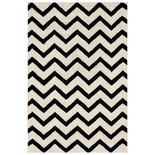 Nuloom Handmade Chevron Ivory Wool Rug (3 X 5) (BlackPattern AbstractTip We recommend the use of a non skid pad to keep the rug in place on smooth surfaces.All rug sizes are approximate. Due to the difference of monitor colors, some rug colors may vary 