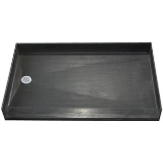 Tile Ready Shower Pan 35 X 60 Left Barrier Free Pvc Drain (BlackMaterials Molded Polyurethane with ribs underneath for extra strengthNumber of pieces One (1)Dimensions 35 inches long x 60 inches wide x 7 inches deep No assembly required )