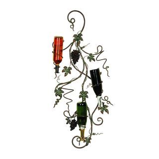 Grape Vine Metal Wall Wine Rack (Multi color/ green/ red/ brown Holds five (5) wine bottlesImpressive giftExhibits passion for artDimensions 44 inches high and 19 inches wide  )