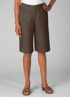 Linen/Tencel Tailored Walking Shorts, Bark, 4