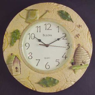 Pfaltzgraff Naturewood  Resin Hanging Wall Clock, Fine China Dinnerware   Casual