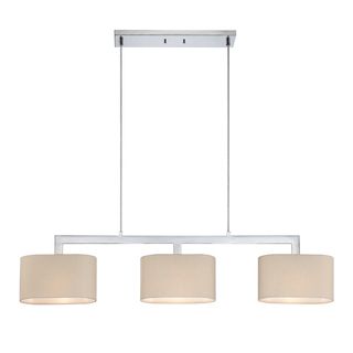 Quoizel Brock 3 light Island Light (Steel Finish Polished chromeNumber of lights Three (3)Requires three (3) 75 watt A19 medium base bulbs (not included)Dimensions 10 inches high x 44.5 inches long x 5.5 inches wideShade dimensions 10.5 x 6 x 6Weight