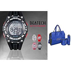 Beatech Black/ Red Button Heart Rate Monitor Watch With Russell Athletic 3 piece Work out Set