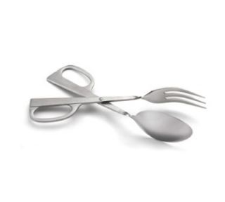 Tablecraft Spoon/Fork Combination Scissor Tongs, 10.25 in L, Stainless Steel