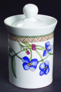 Dansk Umbrian Flowers Sugar Bowl & Lid, Fine China Dinnerware   Blue Flowers On