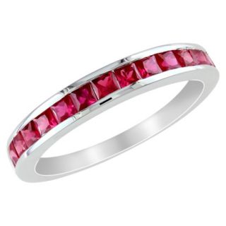 Silver 3/4ct Created Ruby Eternity Ring