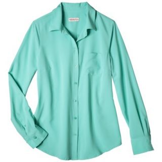 Merona Womens Plus Size Long Sleeve Button Down Shirt   Green 4