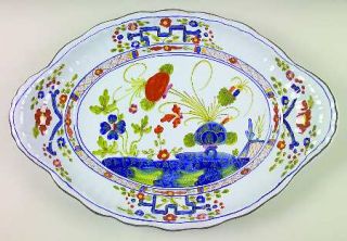 Sigma Carnation 18 Oval Serving Platter, Fine China Dinnerware   Blue Vase,Red,