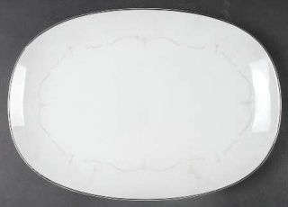 Noritake Whitebrook 13 Oval Serving Platter, Fine China Dinnerware   White Flow