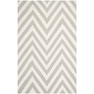 Safavieh Hand woven Moroccan Dhurrie Chevron Dhurrie Grey Wool Rug (9 X 12)