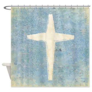  Blue and Tan Cross Shower Curtain  Use code FREECART at Checkout
