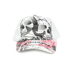 Faddism Unisex White Twin Skull Baseball Cap (One size fits allDetailed fabric lining with skull design  80 percent cotton/ 20 percent polyesterSize One size fits allDetailed fabric lining with skull design )