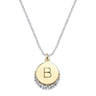 Silver Plated Necklace Charm with Initial B   Clear