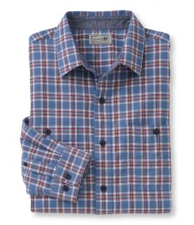 Lakewashed Chambray Sport Shirt, Plaid Slightly Fitted Tall