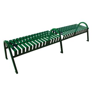 Witt Backless Steel Benches   Bench With Curved Arms And Armrest  96X24 1/2 X22   Green