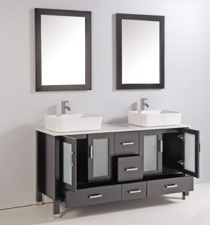 59 inch Double Ceramic Sink Bathroom Vanity Set