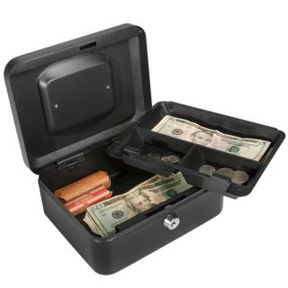 8 inch Black Cash Box With Key Lock