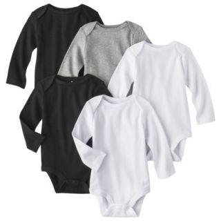 Circo Newborn 5 Pack Long sleeve Bodysuit   White/Grey/Black 9 M