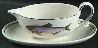Villeroy & Boch Atlantic (Fish, No Flowers, Cream) Gravy Boat with Attached Unde