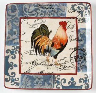 Lille Rooster 12 Square Serving Platter, Fine China Dinnerware   Geoff Allen,Ro