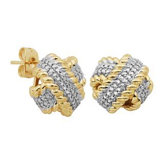Bridge Jewelry Two Tone Diamond Accent Button Earrings