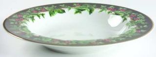Waverly Holiday Bouquet Large Rim Soup Bowl, Fine China Dinnerware   Holly, Red