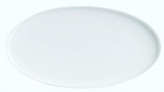 Syracuse China Oval Tray w/ Reflections Pattern & Shape, Alumawhite Body, 14x7.5x1.12 in
