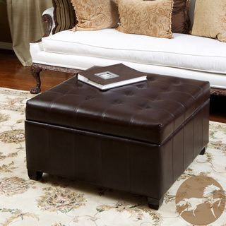 Christopher Knight Home Alexandria Brown Bonded Leather Storage Ottoman (BrownNo assembly requiredSturdy constructionNeutral colors to match any decorA large interior storage spaceIdeal for extra seating, storage or resting your feetEspresso stained hardw