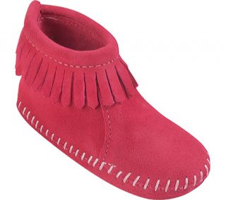 Infants/Toddlers Minnetonka Back Flap Bootie   Pink Suede Crib Shoes