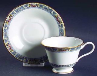 Oxford (Div of Lenox) Palisades Footed Cup & Saucer Set, Fine China Dinnerware  