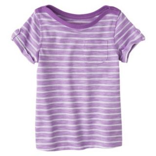 Cherokee Infant Toddler Girls Striped Short Sleeve Tee   Vibrant Orchid 5T