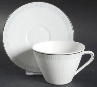 Seltmann Splendour Key Flat Cup & Saucer Set, Fine China Dinnerware   Monika,Gra