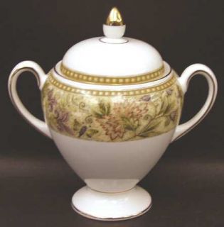 Wedgwood Floral Tapestry Globe Shape Sugar Bowl & Lid, Fine China Dinnerware   M