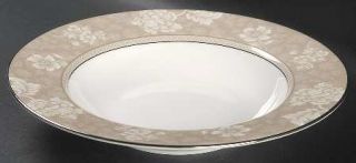 Noritake Rosella Taupe Rim Soup Bowl, Fine China Dinnerware   Empire,Bone,White