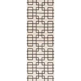 Hand tufted Stein Grey Geometric Wool Rug (26 X 8)