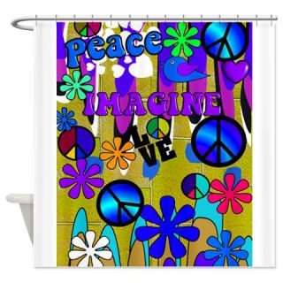  Retro peace art Vertical BLUE Shower Curtain  Use code FREECART at Checkout