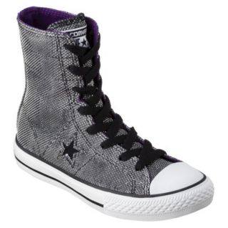 Girls Converse One Star Glitter Hightop Sneaker   Black 3.5