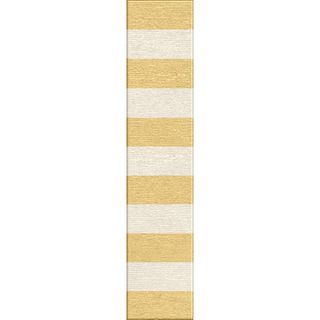 Handmade Flat Weave Stripe Pattern Yellow Rug (26 X 8)
