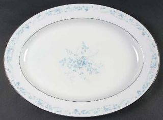 Noritake Carolyn 16 Oval Serving Platter, Fine China Dinnerware   Blue, Pink Fl